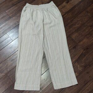 Land 'n Sea Smocked Waist Linen Blend Striped Pants SIZE LARGE